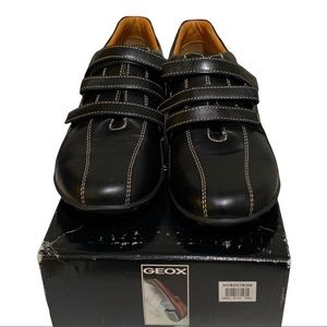 Geox Black Flats with White Stitching